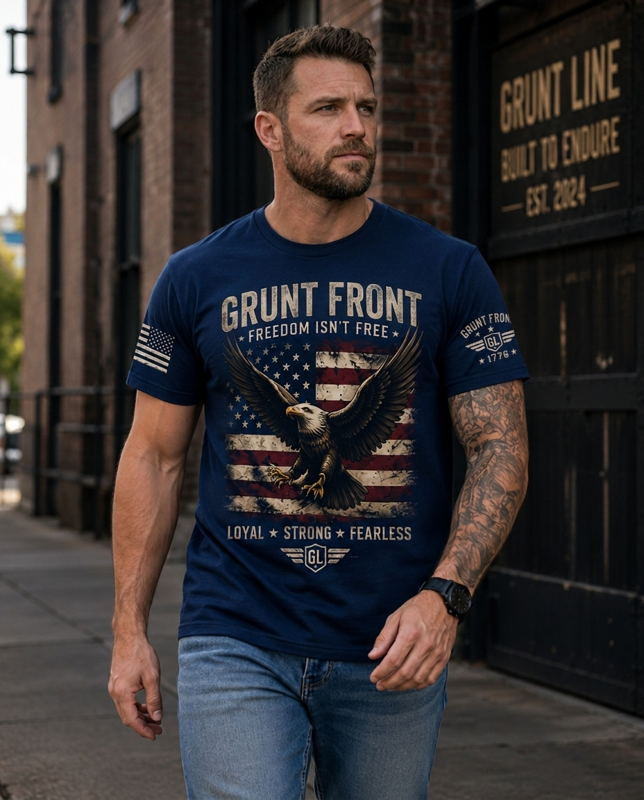 Grunt Front - Zeser | Cotton Graphic T-Shirt Men