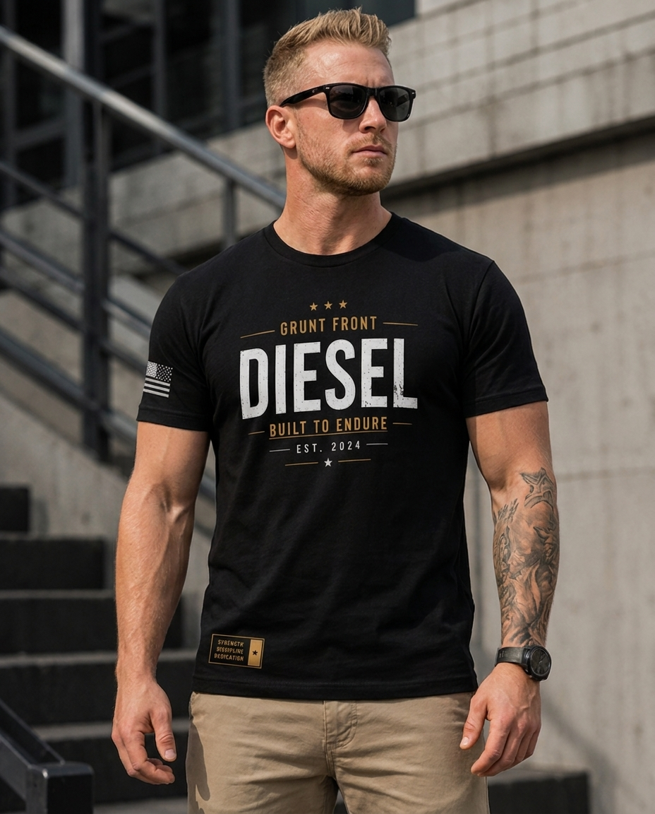 Grunt Front - Salar | Cotton Graphic Print T-Shirt Men