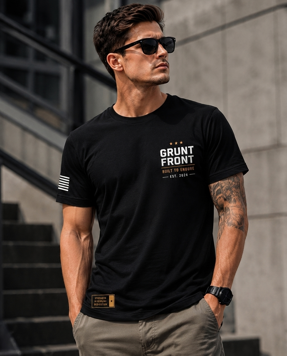 Grunt Front - Zevin | Cotton Graphic T-Shirt Men